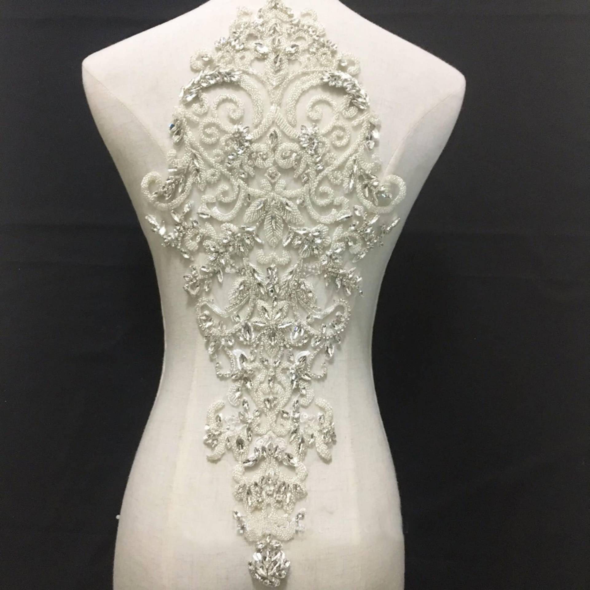 Funkelnde Mieder Strass Applikation Schwere Perlen Motiv Diamante Spitze Patch Nähen Auf Braut Hochzeit Ball Kleid 1 Pc von FeatherCraft20