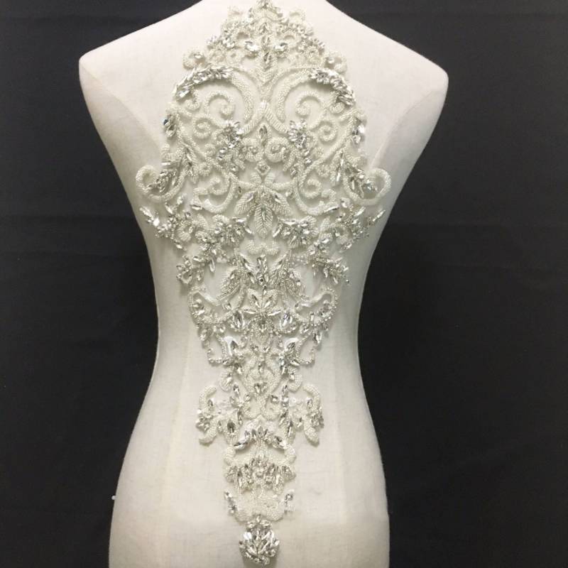 Funkelnde Mieder Strass Applikation Schwere Perlen Motiv Diamante Spitze Patch Nähen Auf Braut Hochzeit Ball Kleid 1 Pc von FeatherCraft20