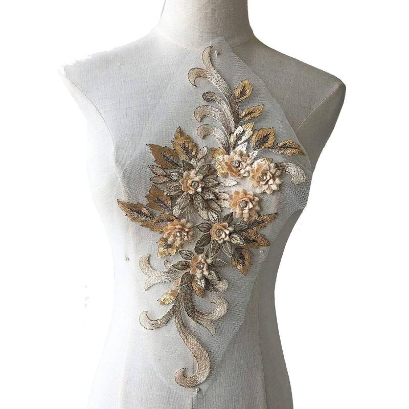 Gold Pailletten Kristall Floral Spitze Applikation Stickerei Patch Nähen Auf Braut Hochzeit Abendkleid Handwerk 1 Stück Gold Pailletten Kristall Floral Spitze Applikation Stickerei Patch Nähen Auf Braut Hochzeit Abendkleid Handwerk 1 Stück von FeatherCraft20