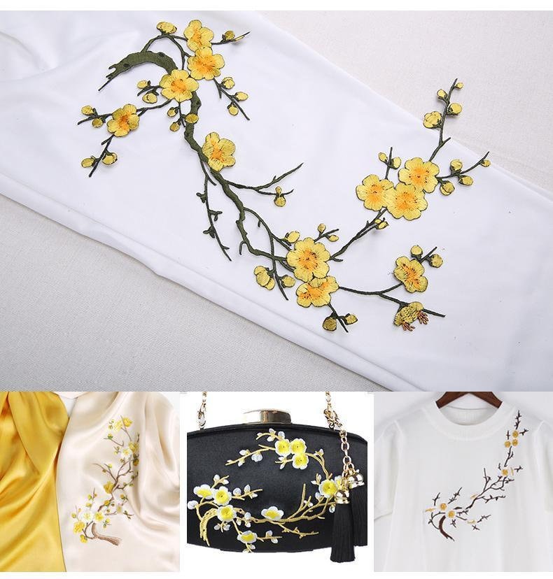 Gold Pflaume Stickerei Spitze Applikation Floral Patches Applikationen Motiv Eisen Auf Hochzeit Braut Abendkleid Kleid Hut 1 Stück von FeatherCraft20