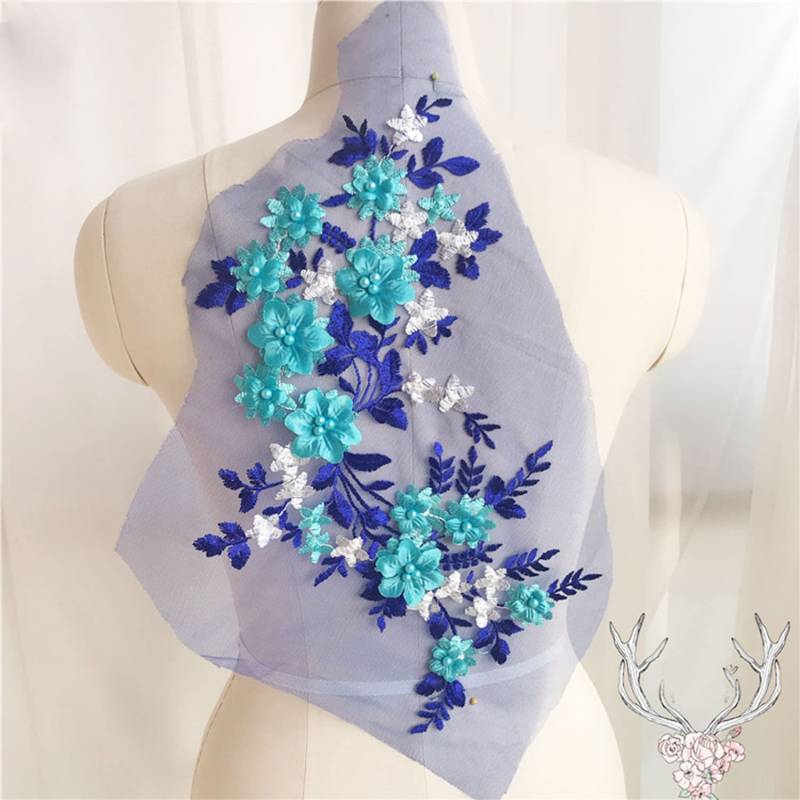 Mieder Floral Bestickt Perlen Perle Applikation Trims 3D Blume Spitze Patch Nähen Auf Braut Hochzeit Abendkleid Kleid 1Pc von FeatherCraft20