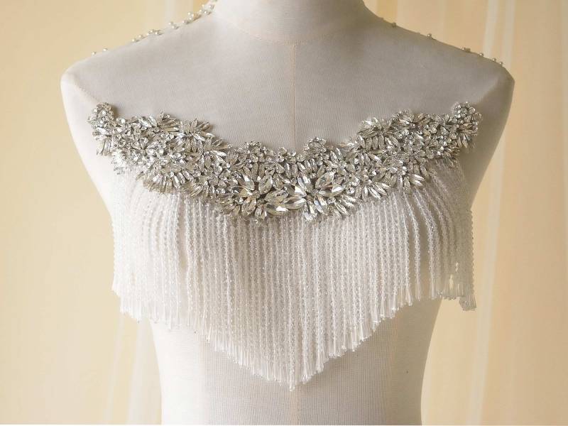 Mieder Strass Applikation Trims Schwere Fransen Perlen Motiv Diamante Spitze Patch Nähen Auf Braut Hochzeit Ball Kleid 1 Pc von FeatherCraft20
