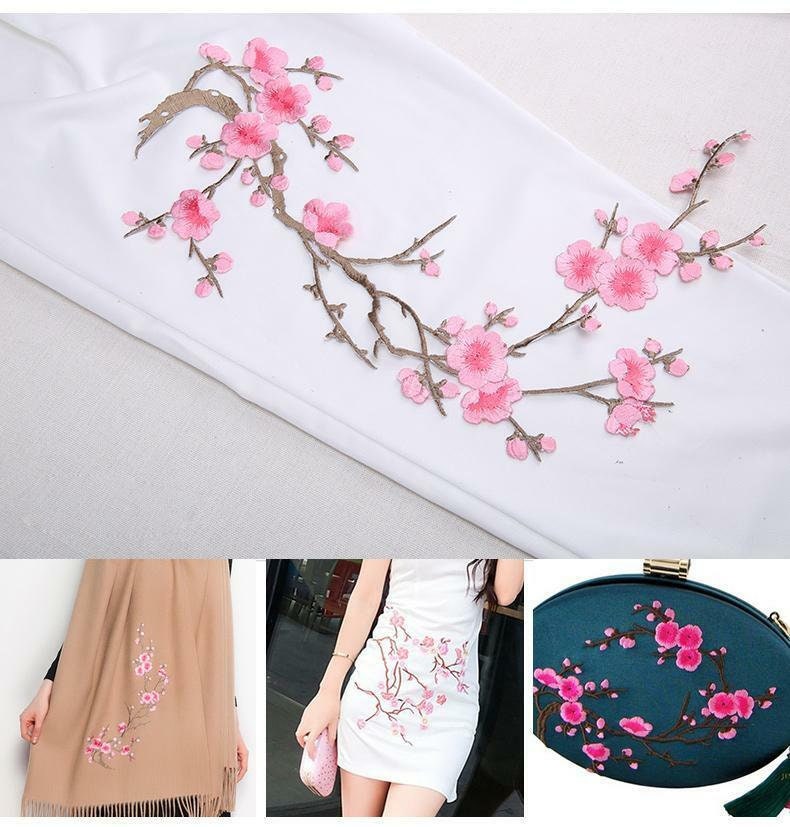 Rosa Pflaume Stickerei Spitze Applikation Floral Patches Applikationen Motiv Eisen Auf Hochzeit Braut Abendkleid Kleid Hut 1 Stück von FeatherCraft20