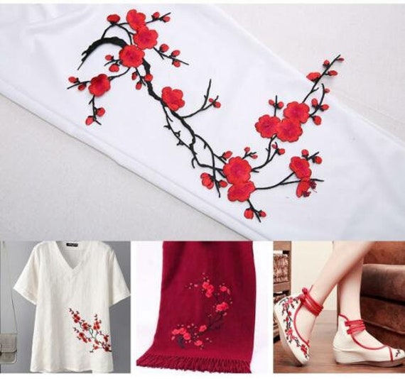 Rote Pflaume Stickerei Spitze Applikation Floral Patches Applikationen Motiv Eisen Auf Hochzeit Braut Abendkleid Kleid Hut 1 Stück von FeatherCraft20