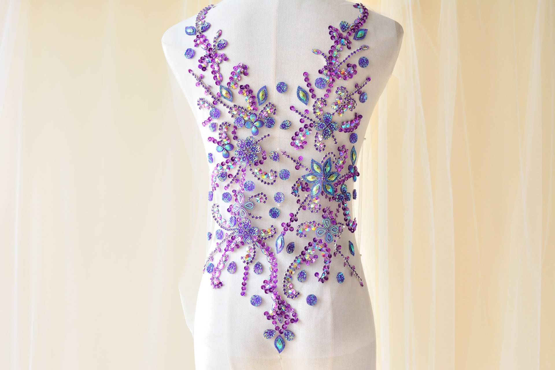 Schwere Perlen Mieder Strass Applikation Perle Motiv Diamante Spitze Patch Nähen Auf Braut Hochzeit Kleid 1 Pc von FeatherCraft20