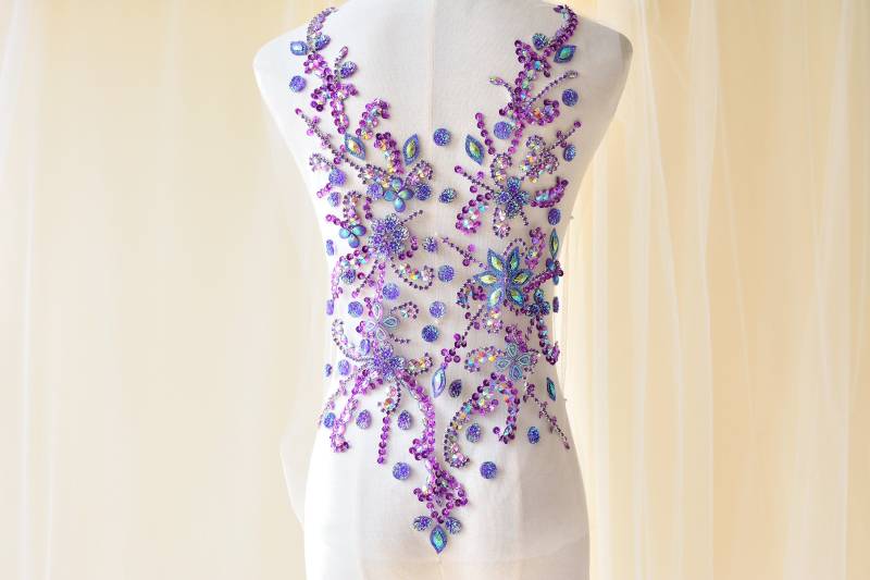 Schwere Perlen Mieder Strass Applikation Perle Motiv Diamante Spitze Patch Nähen Auf Braut Hochzeit Kleid 1 Pc von FeatherCraft20