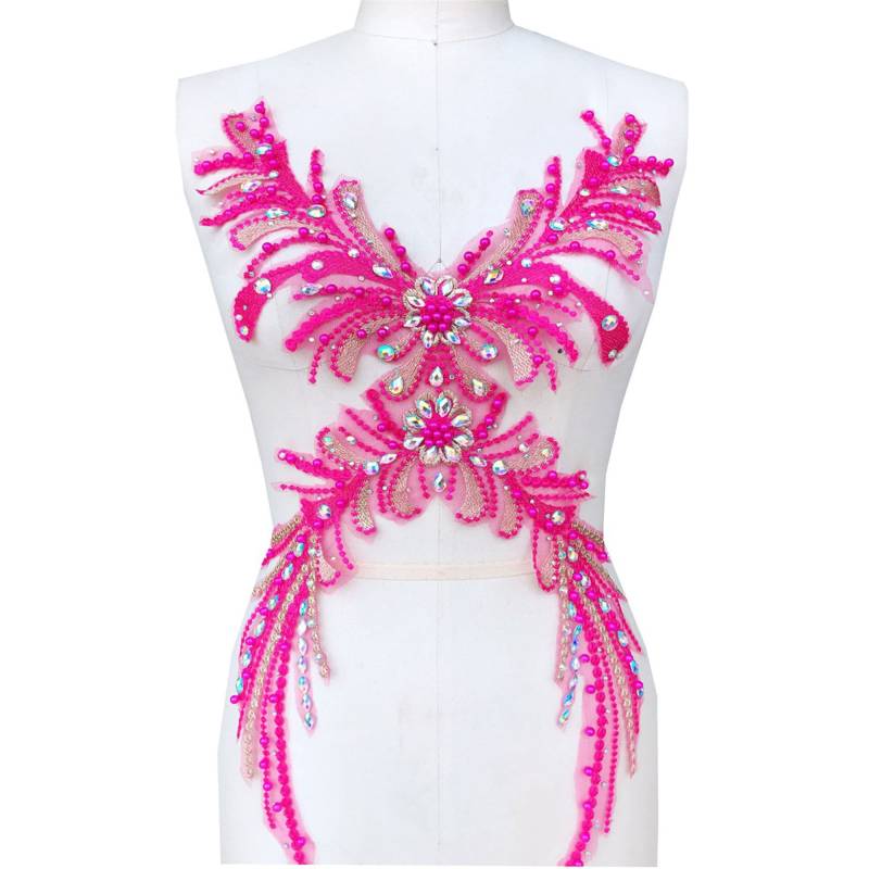 Schwere Perlen Strass Stickerei Spitze Applikation 3D Blume Motiv Materialien Patch Swing Auf Braut Hochzeit Kleid Rock 1 Pc von FeatherCraft20