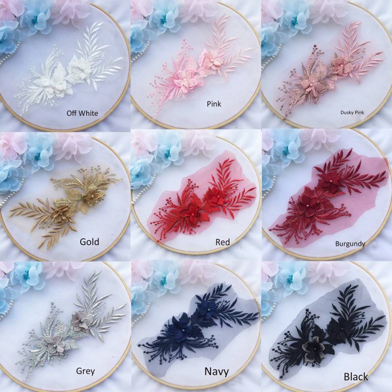 Stickerei Spitze Applikation Motiv 3D Blumen Mit Birne Perlen Patches Materialien Applikationen Nähen Auf Hochzeit Abendkleid Kleid Rock 1 Stück von FeatherCraft20