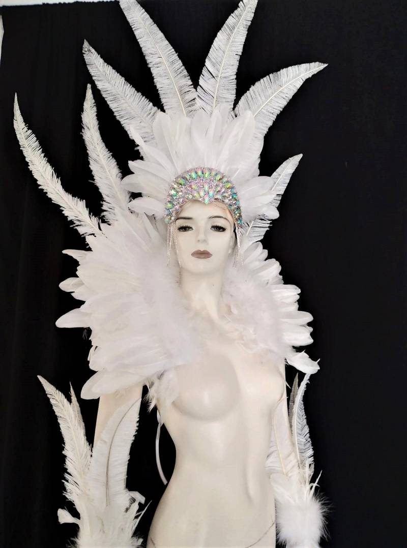 Irisierende Krone Kopfschmuck Mit Kragen Samba Kostüm Feder Stück Fantasy Fest Karneval Showgirl Set Wff Irisierende Krone Kopfschmuck Mit Kragen Samba Kostüm Feder Stück Fantasy Fest Karneval Showgirl Set Wff von FeatherHappy