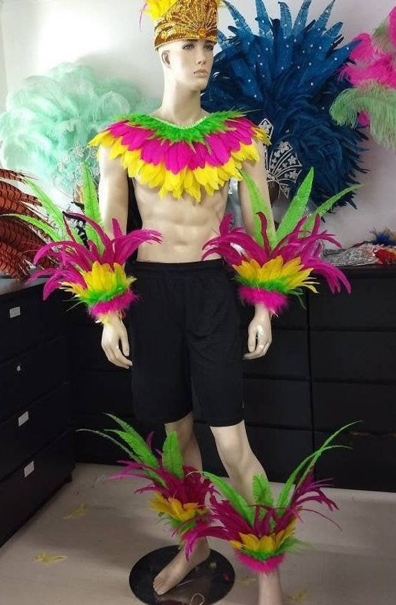 Männliche Samba Kostüm-Set Feder Stück Parade Fantasy Fest Karneval Show Mann Set Arm Beine Kopfschmuck Männliche Samba Kostüm-Set Feder Stück Parade Fantasy Fest Karneval Show Mann Set Arm Beine Kopfschmuck von FeatherHappy