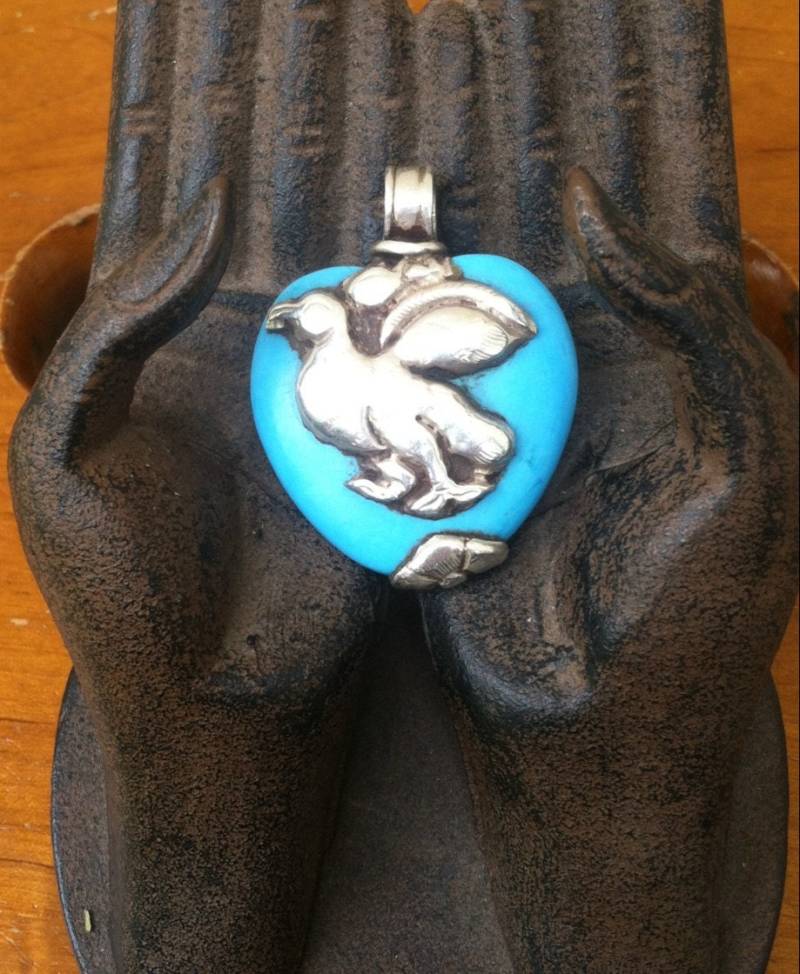 Vintage 80Er Jahre Türkis Sterling Silber Vogel Herz Anhänger Vintage 80Er Jahre Türkis Sterling Silber Vogel Herz Anhänger von FeathercatEmporium