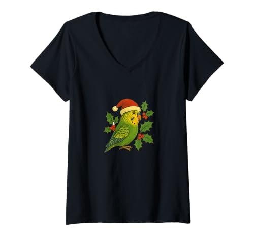 Damen Halloween Sittich Hexe mit Kürbissen Gruselige Herbstzauber T-Shirt mit V-Ausschnitt Damen Halloween Sittich Hexe mit Kürbissen Gruselige Herbstzauber T-Shirt mit V-Ausschnitt von Feathered Moonlight Magics