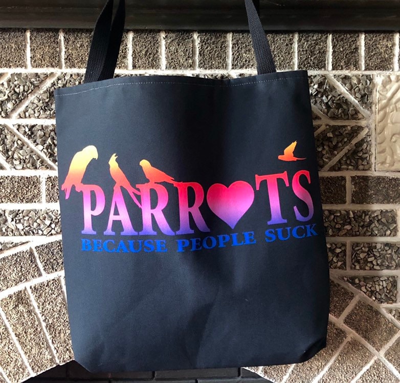 Papageien - Weil Menschen Saugen Wiederverwendbare Tragetasche Mit Original-Kunstwerk von FeathersnFurPortrait