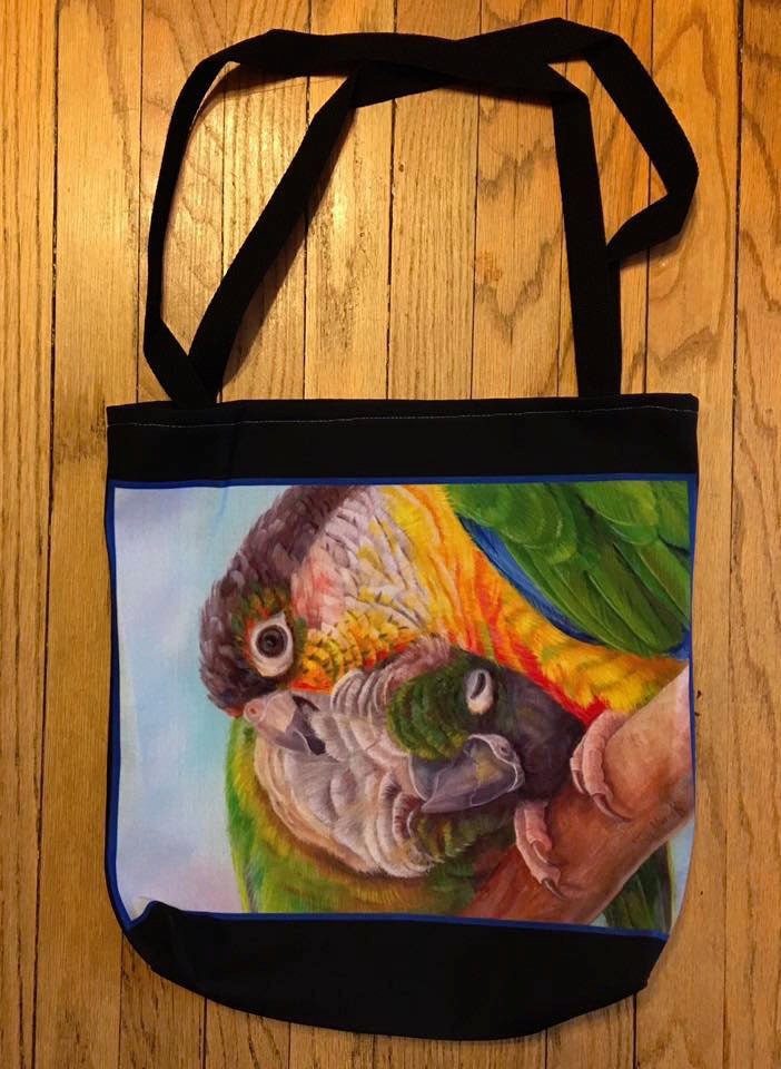 Wange Zu Wiederverwendbare Einkaufstasche - Mit Original Kunstwerk von FeathersnFurPortrait