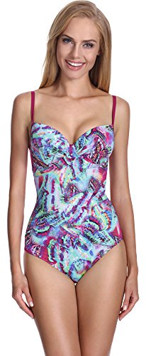 Feba Damen Push-Up Badeanzug SC1RL2T figurformend (Muster-424, Cup 90 B / 44) von Feba