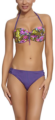 Feba Damen Push Up Bikini Set L3ND1 (Muster-02ZD, Cup 70 D/Unterteil 36) von Feba