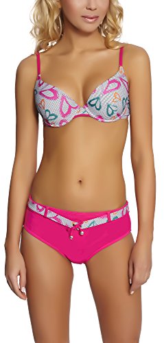 Feba Damen Push Up Bikini mit Shorts 1N61 (Muster-04DK, Cup 70 C/Unterteil 36) von Feba