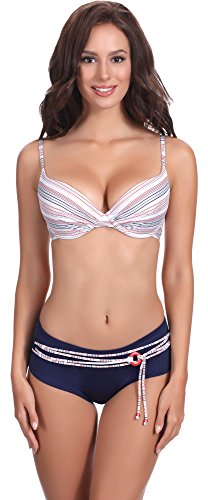 Feba Damen Push Up Bikini mit Shorts 1N61 (Muster-400, Cup 70 D/Unterteil 36) von Feba