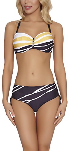 Feba Figurformender Damen Bikini S2L2N1 (Schwarz/Weiß, Cup 75 D/Unterteil 38) von Feba