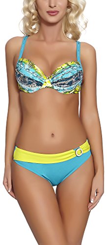 Feba Figurformender Damen Push Up Bikini D1N32L1 (Muster-01DKE, Cup 70 F/Unterteil 36) von Feba