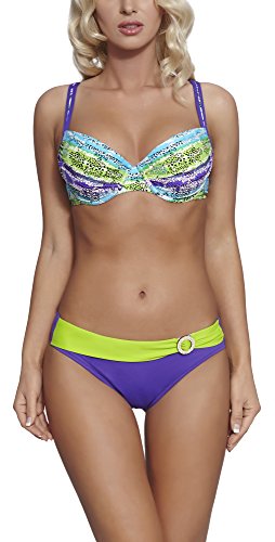 Feba Figurformender Damen Push Up Bikini D1N32L1 (Muster-02DKE, Cup 75 F/Unterteil 38) von Feba