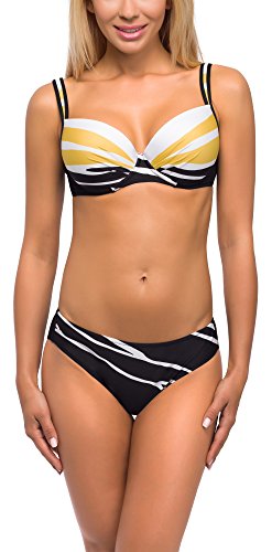 Feba Figurformender Damen Push Up Bikini D1N32L1V2RS4 (Schwarz/Weiß, Cup 75 D/Unterteil 38) von Feba