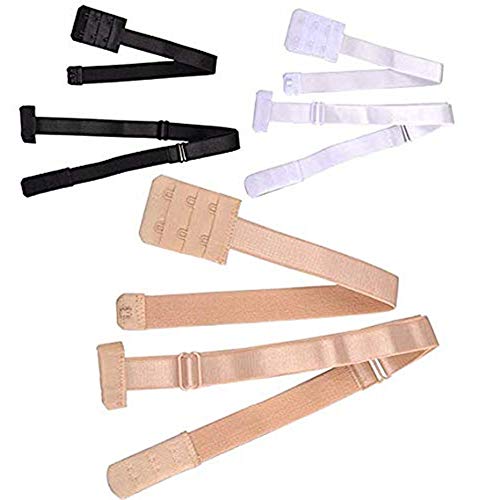 Low-Back Bra Strap Converter,3 Stück BH-Träger Converter 2 Haken Tiefes V Rückenfrei BH-Verlängerer für Frauen und Damen Mädchen Party Brautkleider Schwarz/Weiß/Beige von Febbya