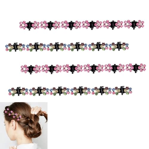 Mini Strass Haarklammern,24 Stück Glitzer Schmetterling Haarnadel mit Strasssteinen Kleine Haarspangen Blumenklammern Klammern Strass für Ponys Rutschfeste Metall-Accessoires für Kinder Frauen von Febbya