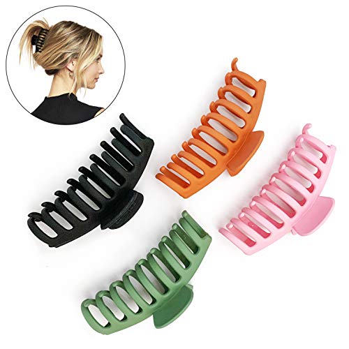 FEBRONA Haarklammern, Acryl, rutschfeste Haarkrallen für dickes und dünnes Haar, Jumbo-Haarspangen mit starkem Griff, bunte matte große Kiefer-Clips für Frauen und Mädchen, 4 Stück FEBRONA Haarklammern, Acryl, rutschfeste Haarkrallen für dickes und dünnes Haar, Jumbo-Haarspangen mit starkem Griff, bunte matte große Kiefer-Clips für Frauen und Mädchen, 4 Stück von Febrona