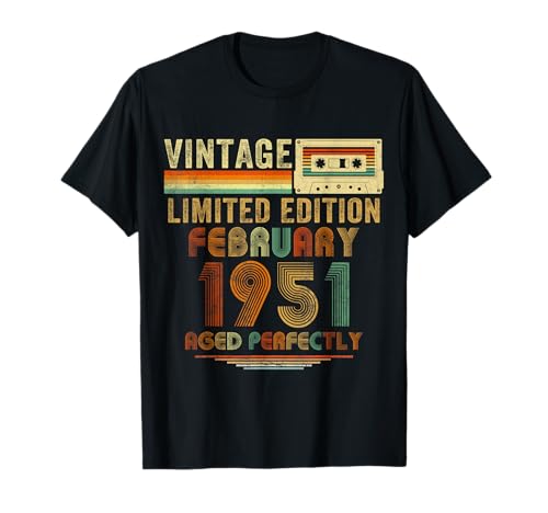 Februar 1951 Retro 74. Geburtstag Geschenke für Männer 74 Jahre alt T-Shirt Februar 1951 Retro 74. Geburtstag Geschenke für Männer 74 Jahre alt T-Shirt von February Birthday Vintage Outfit For Men Women