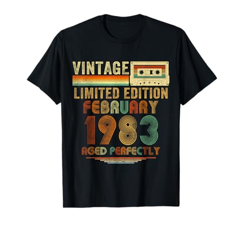 Februar 1983 Retro 42. Geburtstag Geschenke für Männer 42 Jahre alt T-Shirt von February Birthday Vintage Outfit For Men Women
