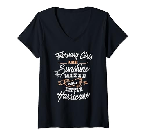Damen Februar Girls Are Sunshine Pisces Aquarius Feb Birthday T-Shirt mit V-Ausschnitt Damen Februar Girls Are Sunshine Pisces Aquarius Feb Birthday T-Shirt mit V-Ausschnitt von February Girls Are Sunshine Pisces Aquarius Gifts