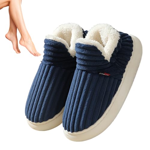 Baumwollhausschuhe - Rutschfeste Hausschuhe mit orthopädischen Sohlen | Bequeme Indoor-Outdoor-Scuff-Slides, Slip-On-Winter-Fuzzy-Hausschuhe für Männer und Frauen Fecfucy von Fecfucy