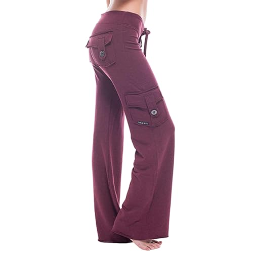 Cargohose mit weitem Bein für Damen, Baggyhose für Damen mit Taschen, Cargo-Sweathose für Damen, Freizeithose für Teenager, Mädchen, Alltag, Streetwear Fecfucy von Fecfucy