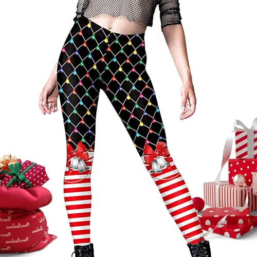 Damen-Leggings mit Satan-Claus-Motiv, dehnbar, bedruckt, für saisonalen Spaß, lustige Kostüme, weiche Hose mit hoher Taille für Partys Fecfucy von Fecfucy