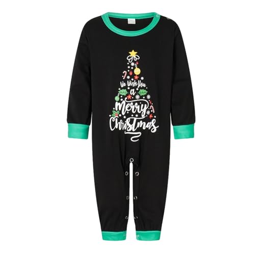 Familien-Weihnachtspyjama, passende Sets für die Familie, passende Outfits, Urlaub, Weihnachten, Schlafanzug, Nachtwäsche, Schwarz und Grün, passende Outfits, langärmelige T-Shirts und Hosen für das von Fecfucy