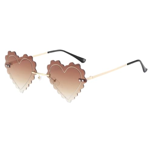 Fecfucy Herz-Sonnenbrille, lustige Sonnenbrille, Süße Liebesbrillen, Coole Abschlussball-Dekorationsbrille, farbenfrohe, randlose, herzförmige Brille für Damen und Herren von Fecfucy