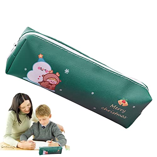 Fecfucy Weihnachts-Federmäppchen | Niedliche Schreibwarentasche mit Reißverschluss, große Kapazität, langlebige Schreibwarentasche für Zuhause, Schule, Reisen, Elch Girl, 1 von Fecfucy