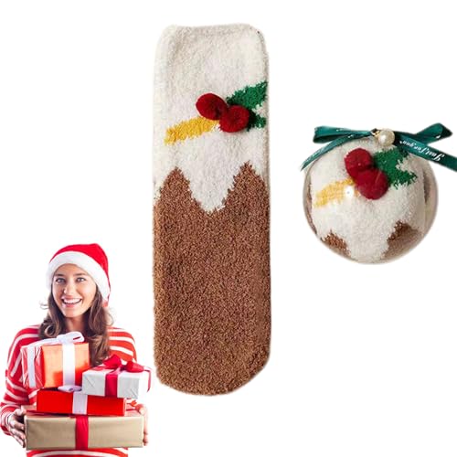 Flauschige Weihnachtssocken für Damen - Weihnachtsthema Lässige dicke Socken,Gemütliche Socken für Frauen, Teenager-Mädchen, zum Schlafen im Innenbereich, Wintersocken für Weihnachtsgeschenke Fecfucy von Fecfucy