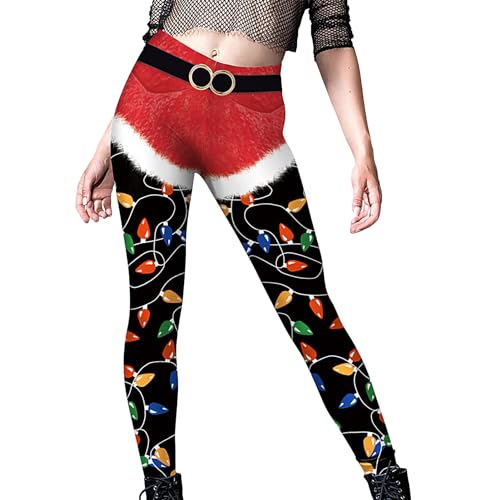 Weihnachtsleggings für Damen 2023, dehnbare bedruckte Leggings für saisonalen Spaß, hohe Taille, Hose mit Weihnachts-Leggings Fecfucy von Fecfucy