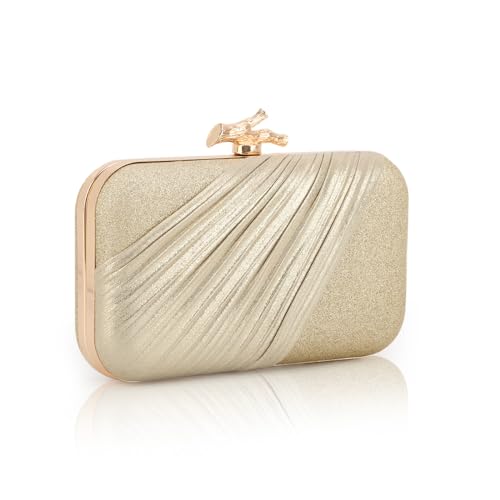 Fecialy Clutch Geldbörsen für Damen Abendtasche Plissee Satin Formale Handtasche Sparkling Schulter Crossbody Tasche von Fecialy