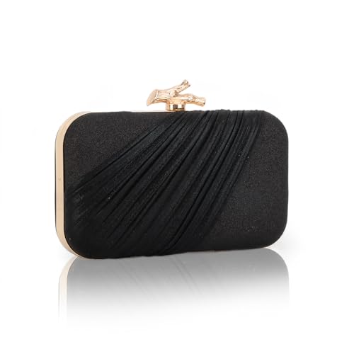 Fecialy Clutch Geldbörsen für Damen Abendtasche Plissee Satin Formale Handtasche Sparkling Schulter Crossbody Tasche von Fecialy