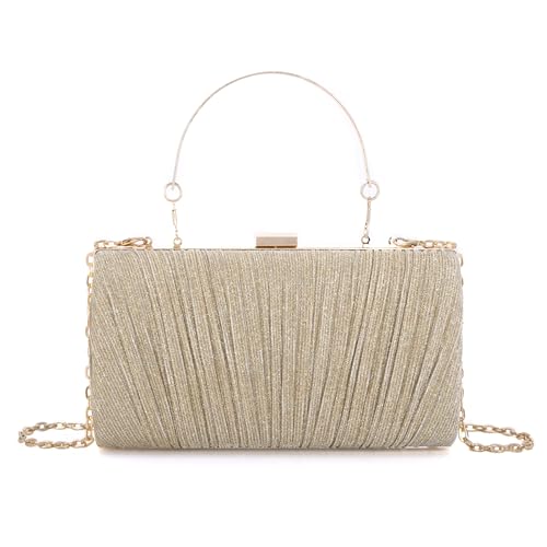 Fecialy Clutch Handtaschen für Damen Plissierte Abendtasche Formelle Handtasche mit Kette für Hochzeitsfeiern von Fecialy