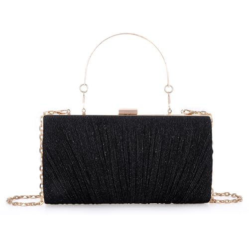 Fecialy Clutch Handtaschen für Damen Plissierte Abendtasche Formelle Handtasche mit Kette für Hochzeitsfeiern von Fecialy