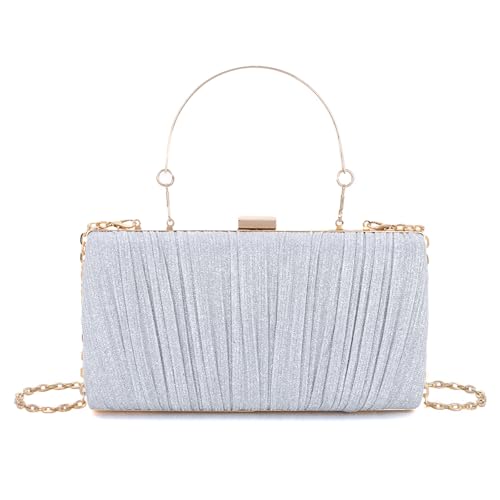 Fecialy Clutch Handtaschen für Damen Plissierte Abendtasche Formelle Handtasche mit Kette für Hochzeitsfeiern von Fecialy