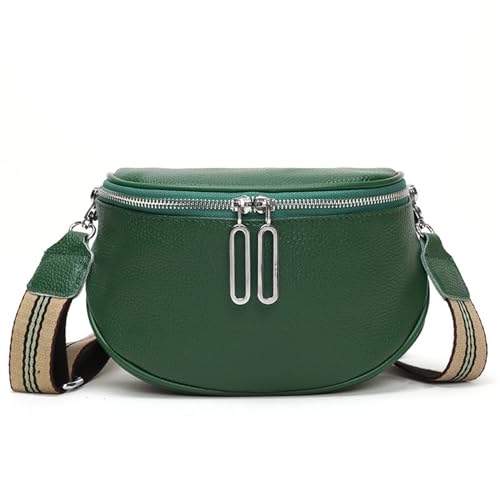 Fecialy Leder Crossbody Tasche für Damen Breiter Gürtel Stilvolle Bauchtasche Taille Tasche Sling Schultertasche Hüfte Brust Fanny Pack,Grün von Fecialy