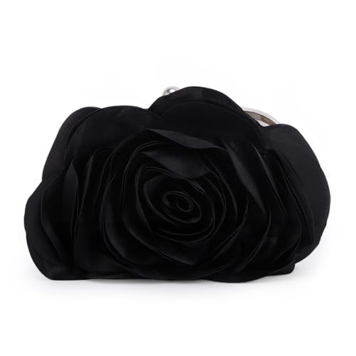 Fecialy Damen Abendtasche Blumen Satin Clutch Taschen mit Kette Rose Muster Geldbörse Party Prom Handtaschen von Fecialy
