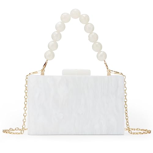 Fecialy Damen Acryl Clutch Geldbörse Perlen Abend Handtasche Marmor Clutch Formelle Party Braut Hochzeit Crossbody Tasche von Fecialy