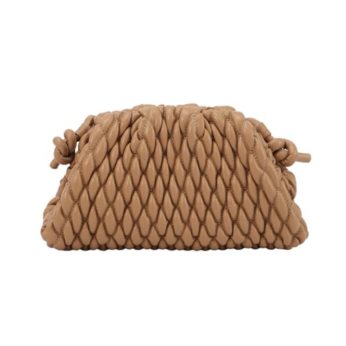 Fecialy Damen Knödel Tasche Cloud Clutch Geldbörse Geraffte Handtasche Leder Hobo Bag Abend Crossbody Geldbörse, Khaki von Fecialy