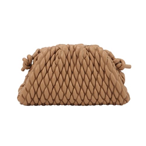 Fecialy Damen Knödeltasche Cloud Clutch Geldbörse geraffte Handtasche Leder Hobo Bag Abend Crossbody Geldbörse, Khaki von Fecialy